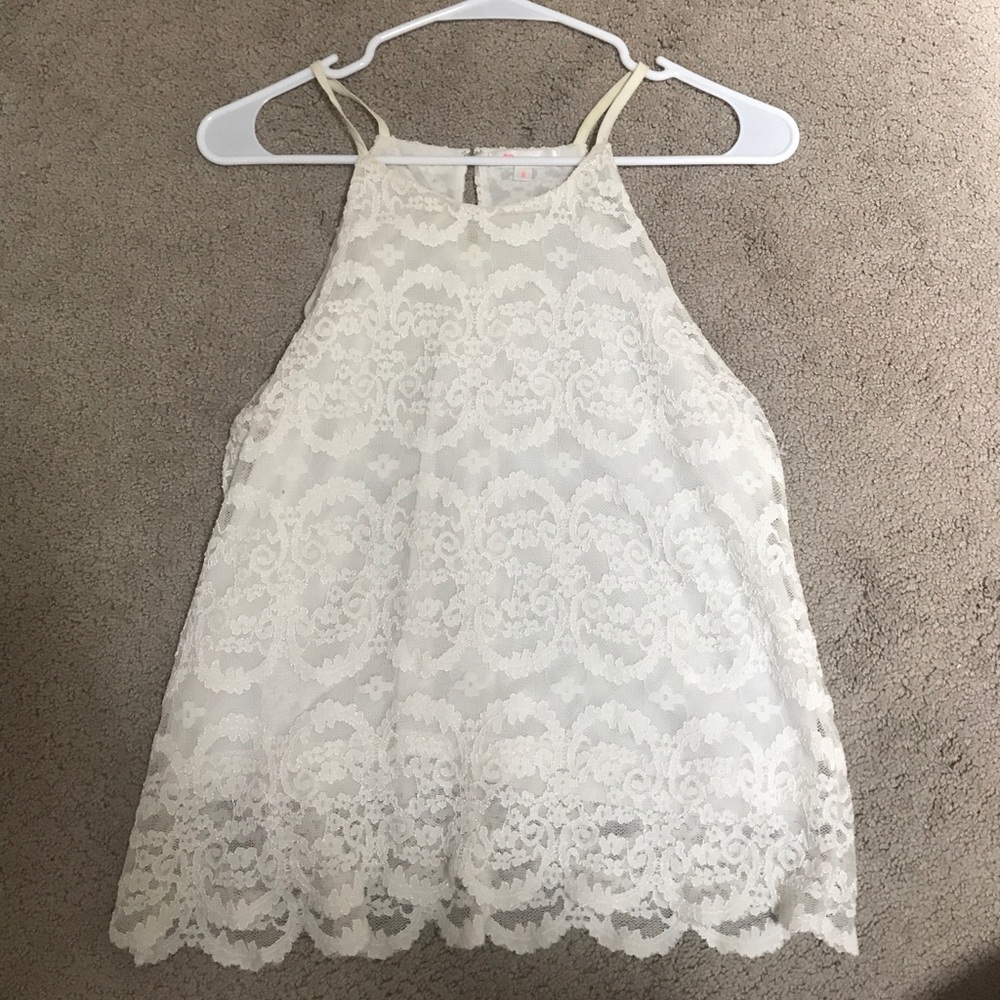 Lacy high-neck tank